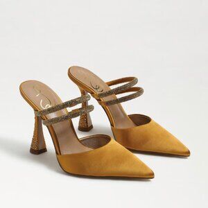 NEW Sam Edelman Agustina Golden Yellow Satin Mule Pump Size 7